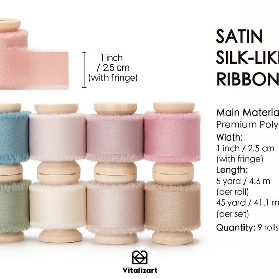 Silk Satin Ribbon With Wooden Spool 1" x 45 Yd (Mixed Color) - Vitalizart