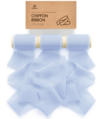 Chiffon Ribbon with Wooden Spool 2" x 15 Yd (Baby blue)