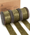 Deluxe Velvet Ribbon Set With Wooden Spool 1" x 9Yd (Dark Green) - Vitalizart
