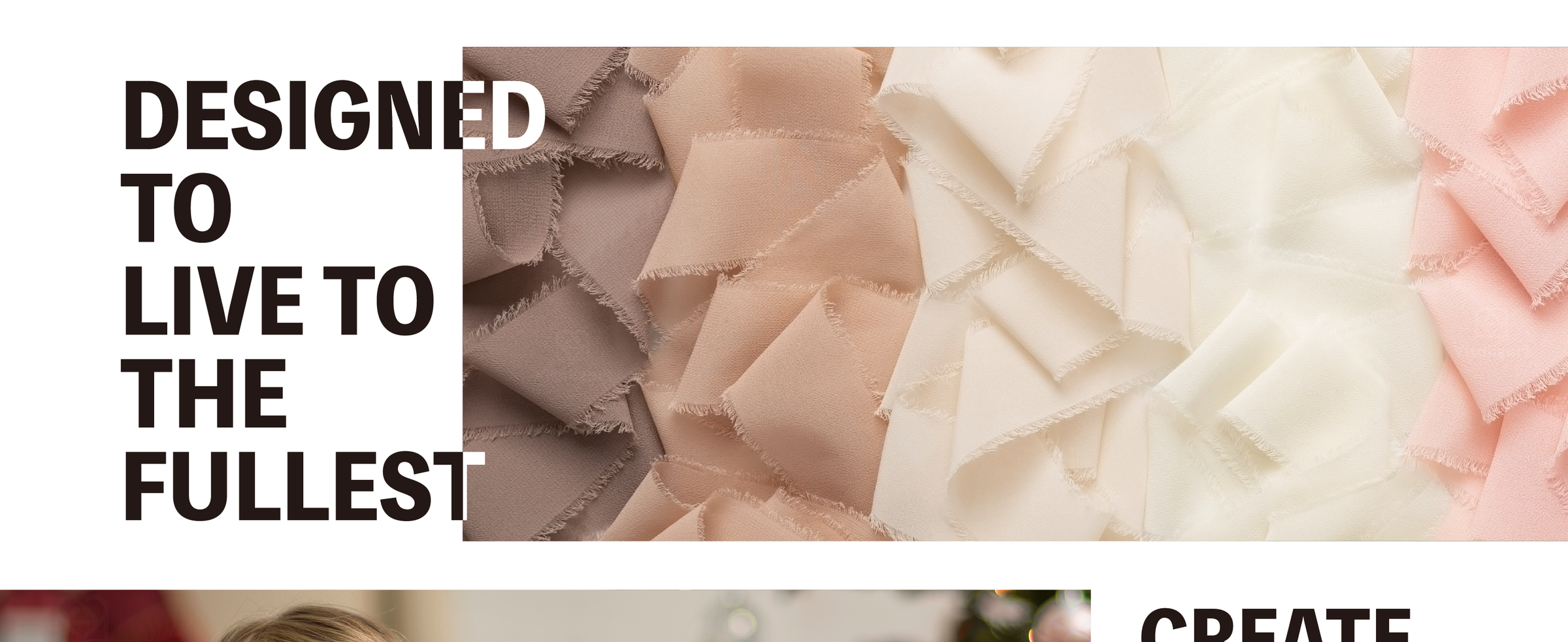Layered taupe, peach, and ivory chiffon ribbons show flowing drape, woven texture, and fringed edges.