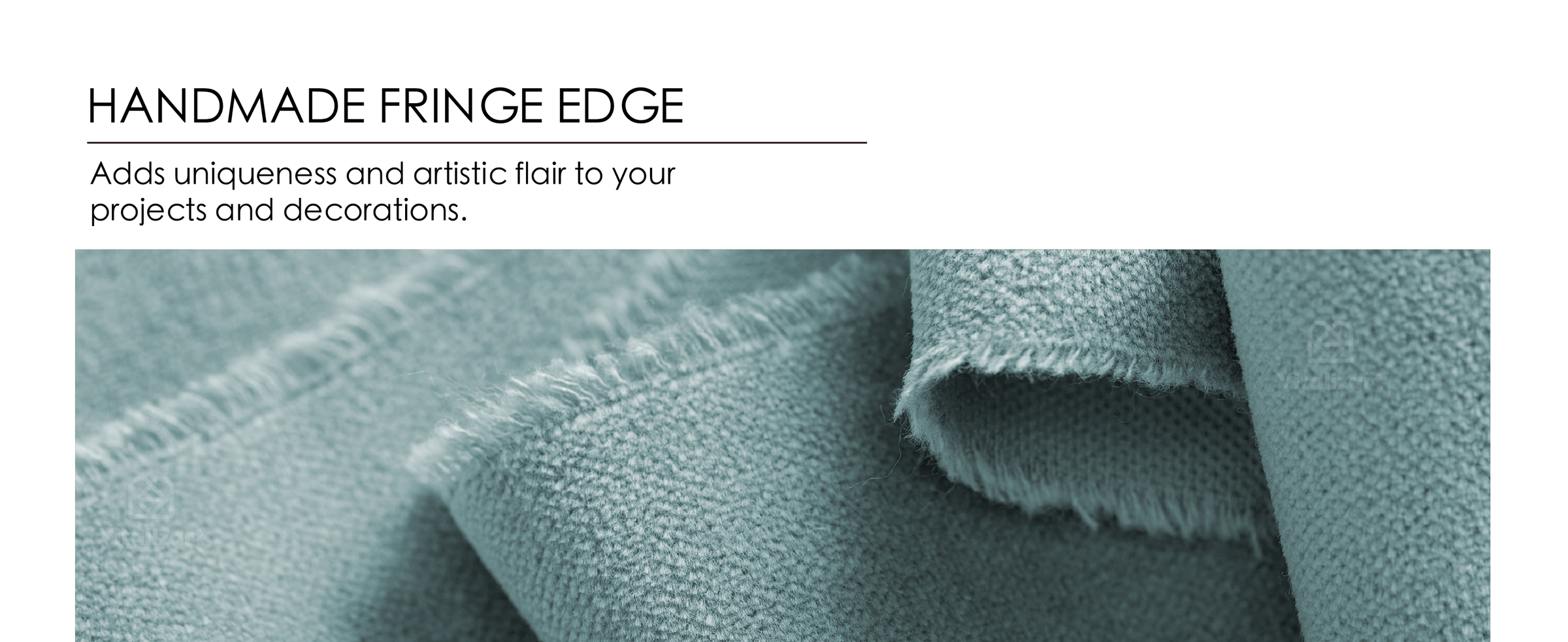 Close-up of dusty blue velvet ribbon showing its woven texture and handmade fringed edges