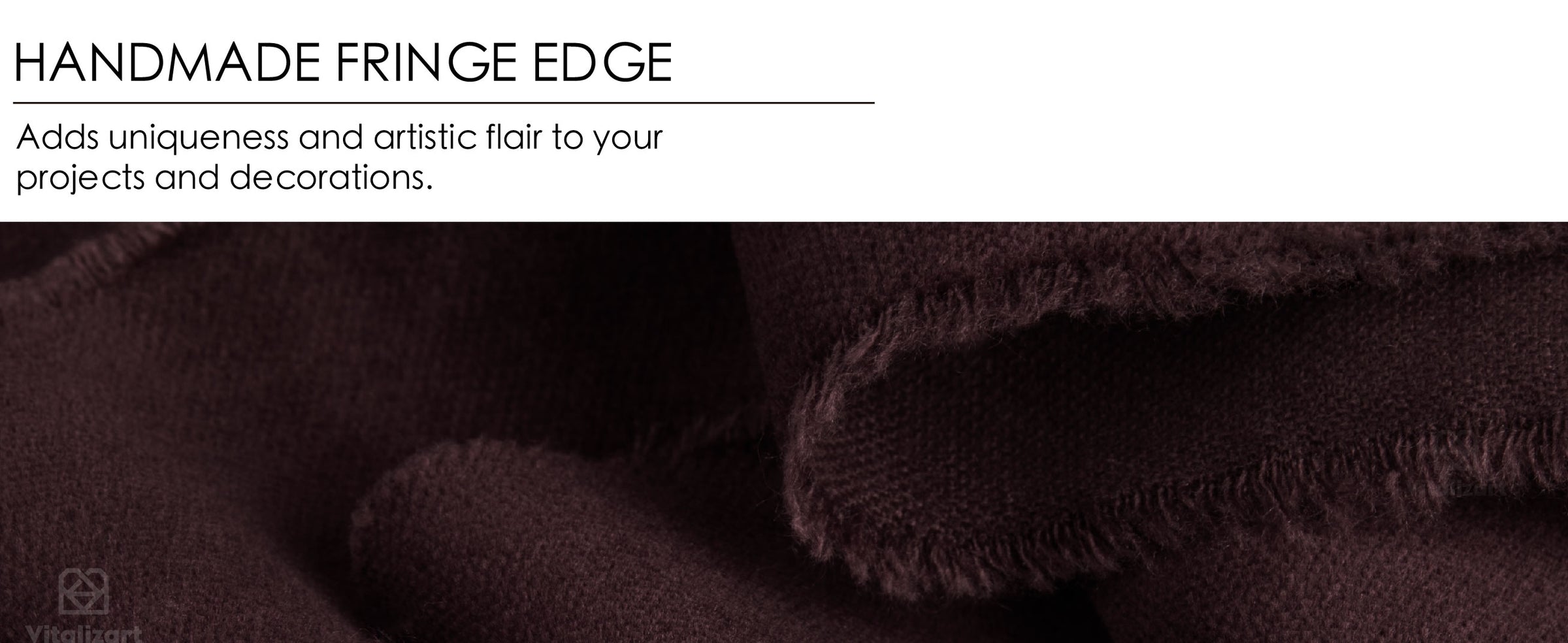 Close-up of folded dark brown velvet ribbon showing its soft texture and handmade fringe edges.