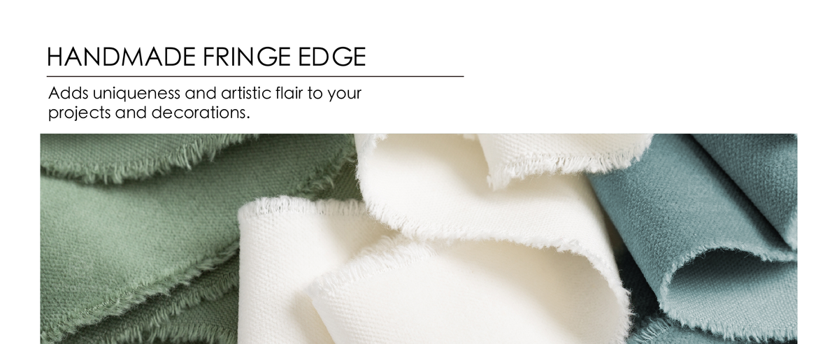 Ivory, dusty green, and dusty blue velvet ribbons folded to show their handmade fringe edges.