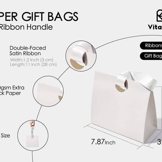 Alternate view of the small white paper gift bags