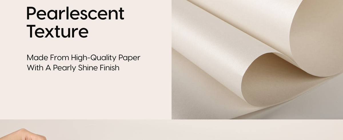 Close-up of flexible white wrapping paper sheets with a smooth pearlescent sheen