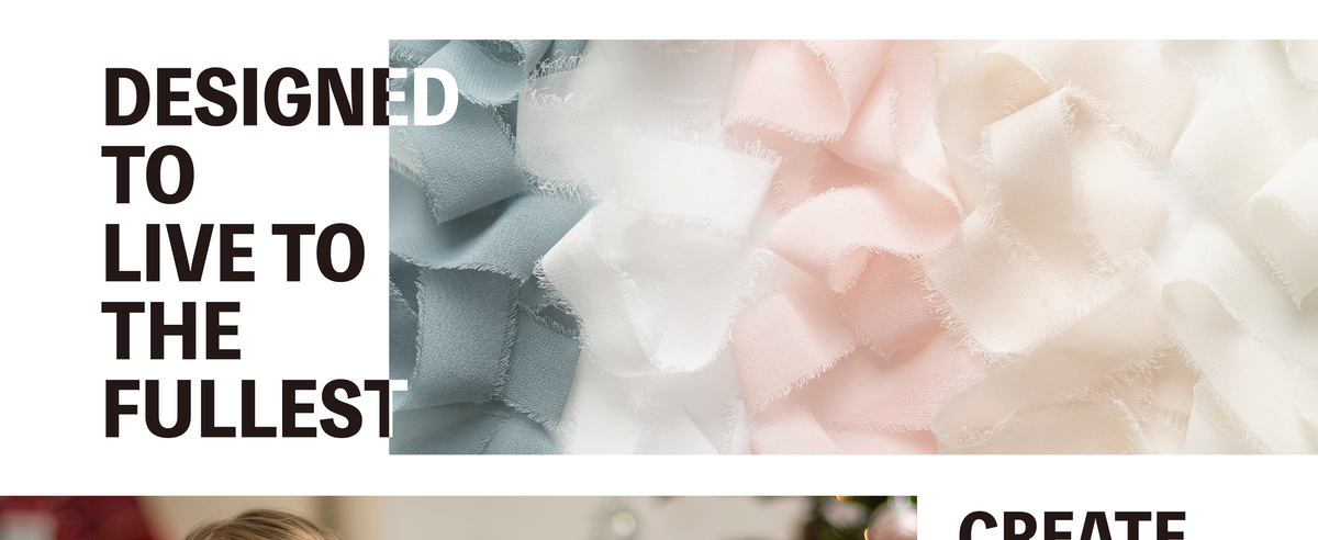 Dusty blue, white, blush, and cream chiffon ribbons layered together with frayed edges